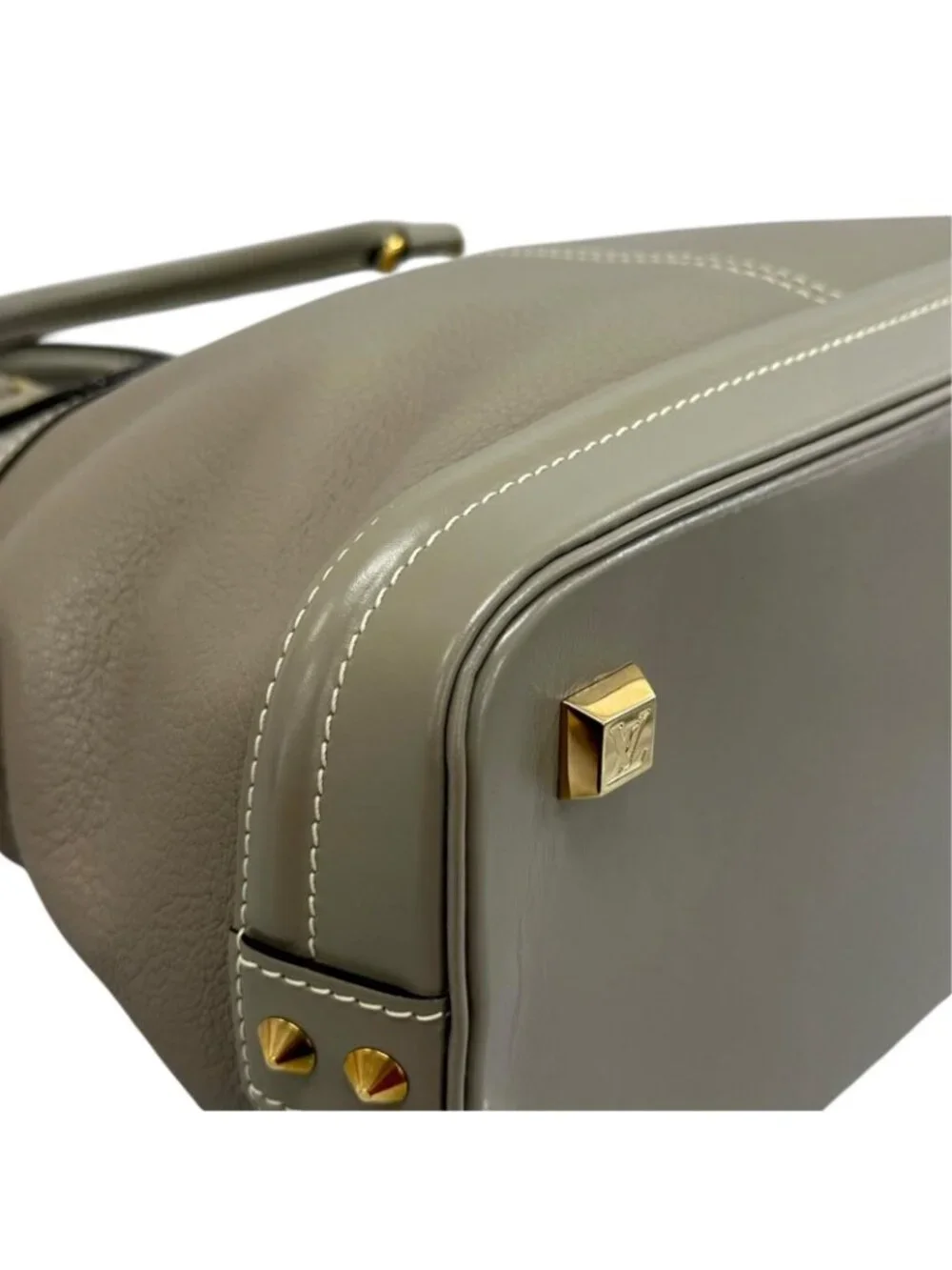 Louis Vuitton Lockit PM Handbag Leather Gray Suhali